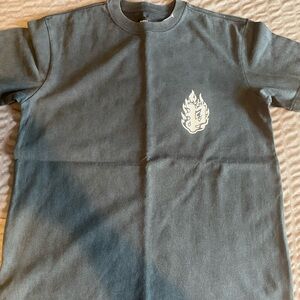 Black Short Sleeve Tee with White Flame Graphic